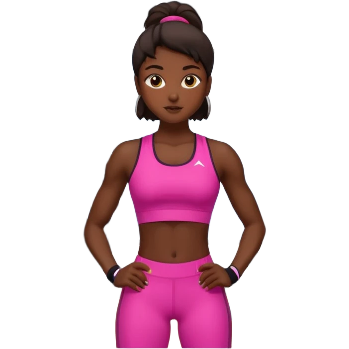 girl sport gym training, dark skin tone emoji