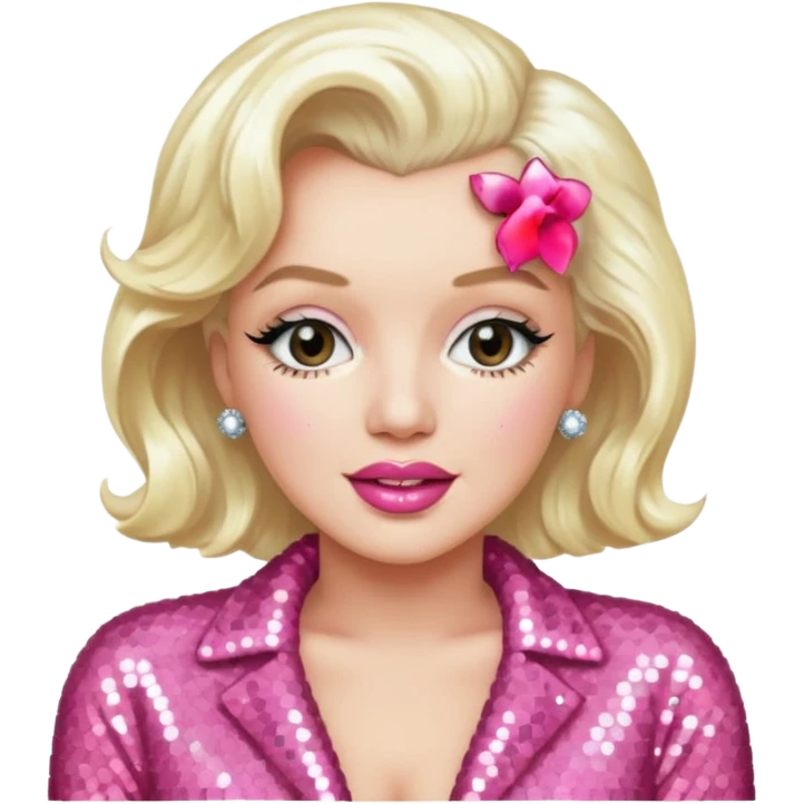 Marilyn Monroe with platinum blonde hair, pink sequin outfit emoji