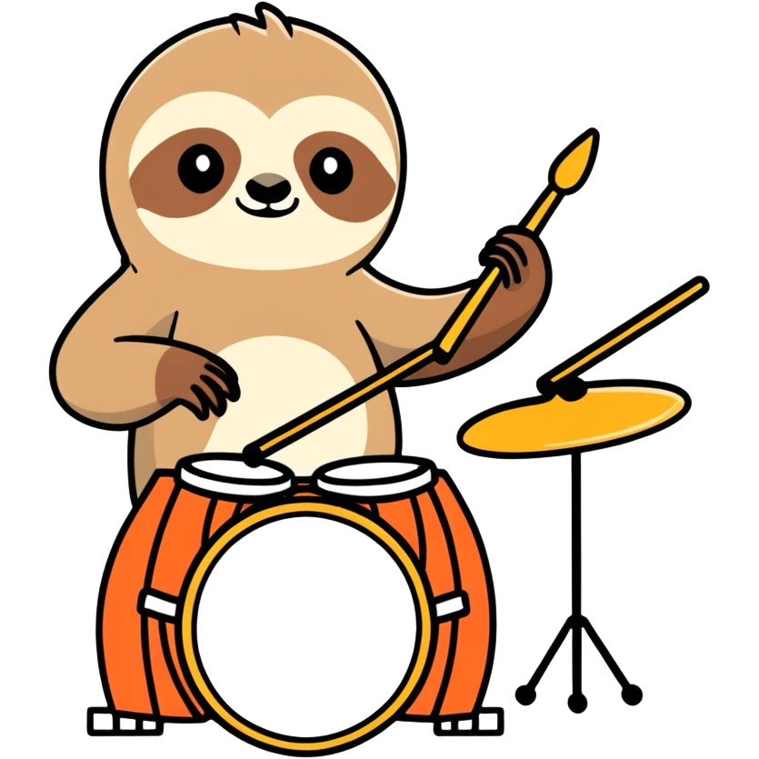 Sloth playing the drums emoji