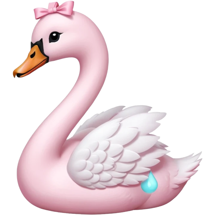 Pastel pink swan with light pink bow emoji