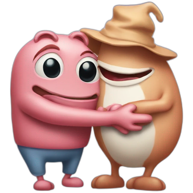 Stimpy and Ren hug emoji