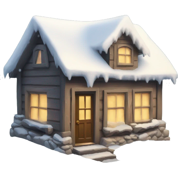 Beautiful New Year's little house covered with snow on Christmas Eve emoji