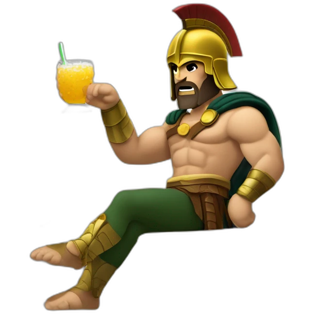 A  spartan Leonidas drinking a relaxed coktail on a sofa emoji