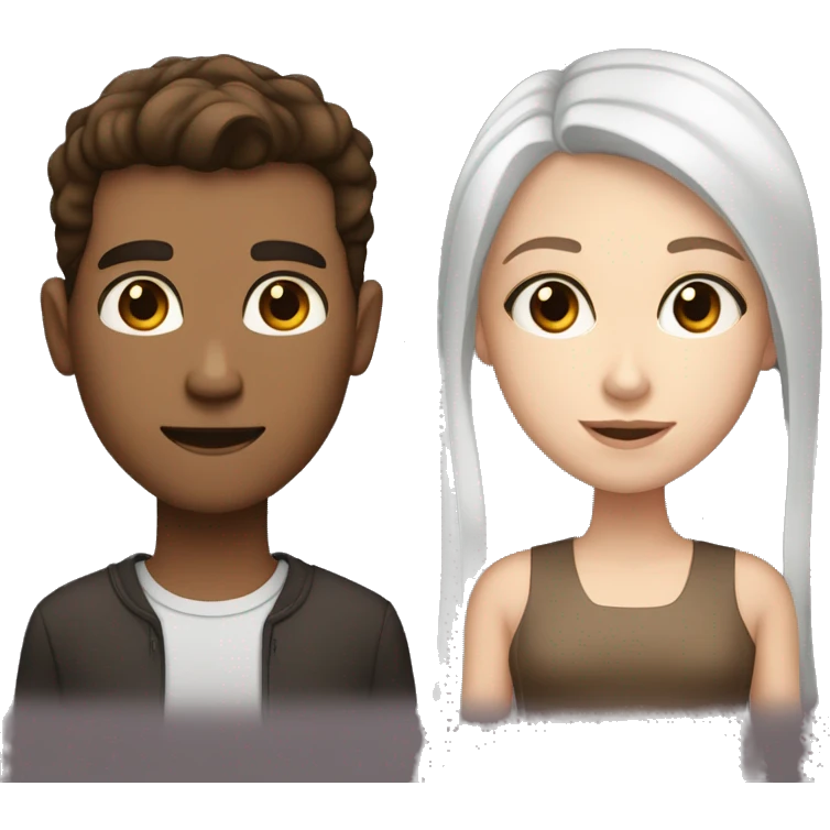 Tall white man with brown hair and blue eyes with shorter brown girl with dark brown hair and eyes emoji