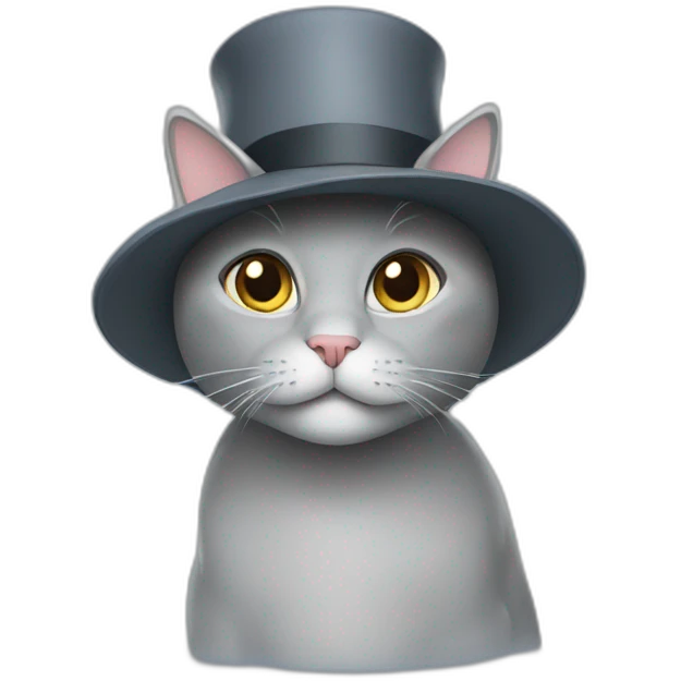 grey cat with hat emoji