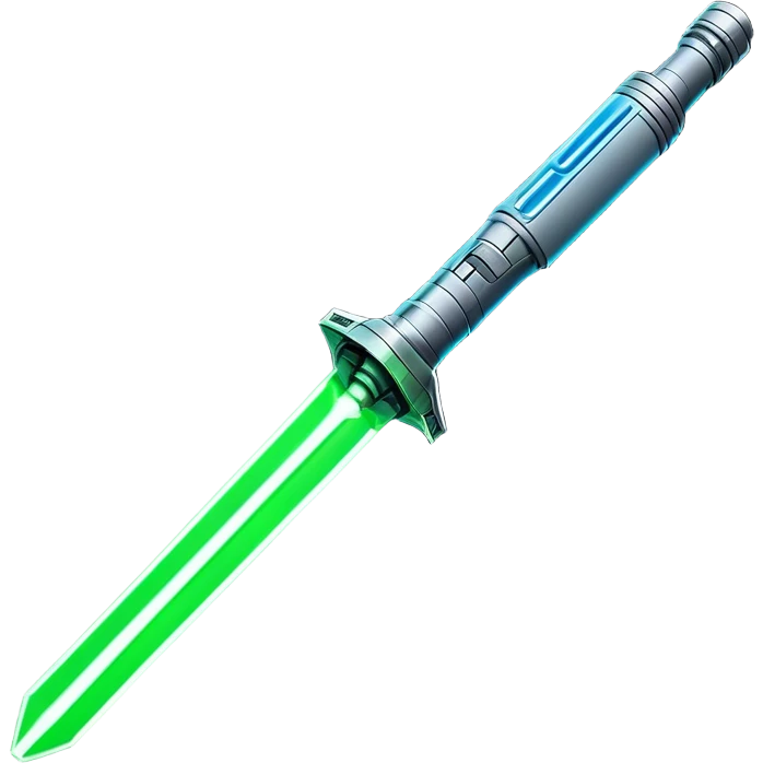 Clash of Clans aesthetic: Cinematic heroic Star Wars light sabre Emoji, rendered in a 3D vector-style similar to standard emojis with minimal shading and bold, simplified shapes. A compact, vibrant energy blade with a neon-hued, glowing edge . Stylized with a touch of interstellar elegance and a soft glowing outline, capturing the essence of a legendary energy blade with a friendly, playful manner! emoji