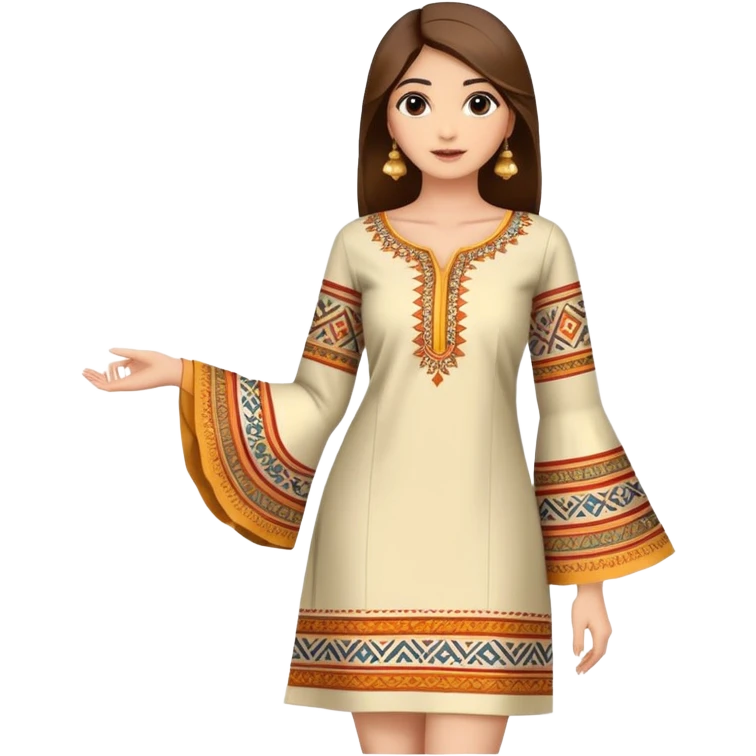 Short kurti with bell sleeves and ethnic patterns emoji