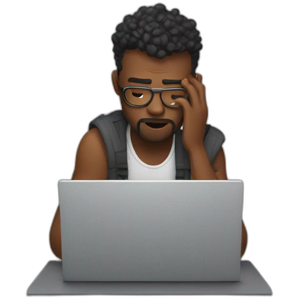 ux designer on a laptop having a breakdown emoji
