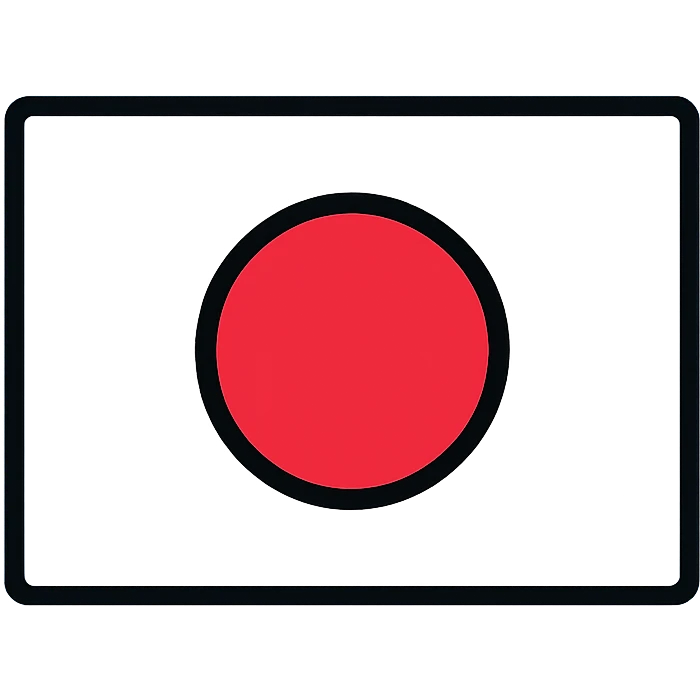 Japan flag icon style with crisp edges, digital use, background #1199FF, white circle in the center, clean and simple emoji