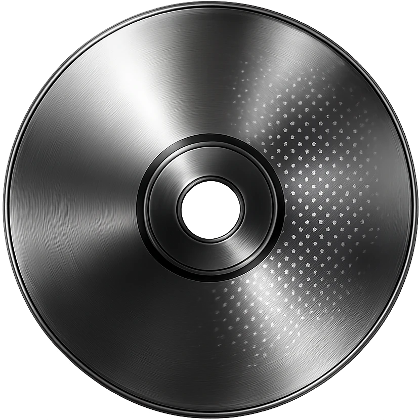 A minimalist CD disc with dot pattern, glowing effect, pink color emoji