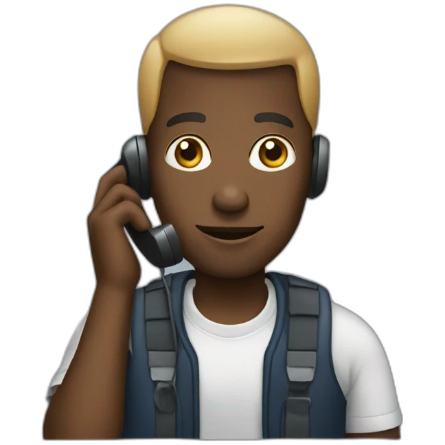 black man calling phone emoji