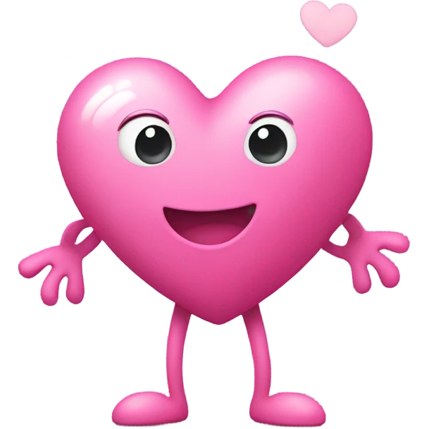 Pink heart with arms and legs emoji