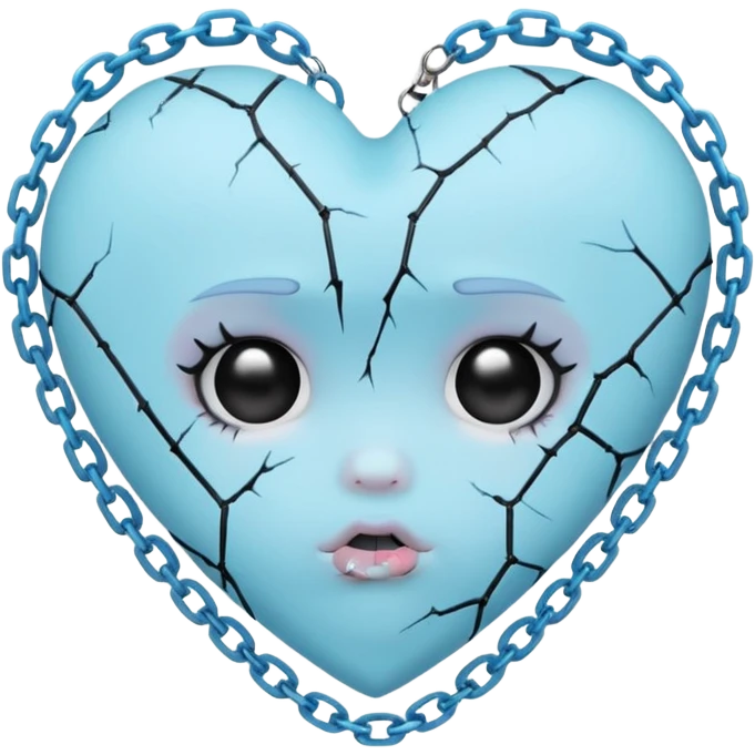 pastel goth heart with baby blue chains emoji