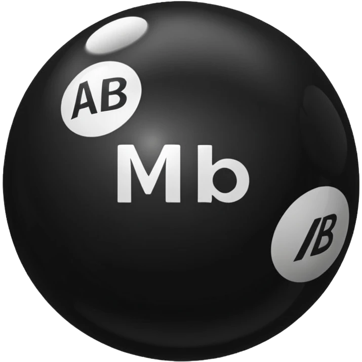 Black pull Ball with MB written on it emoji