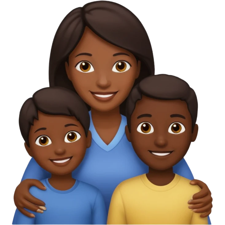 family dark skin one mother 2 children emoji