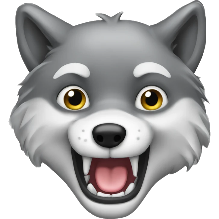 Face of Grey Wolf say hi with hand emoji