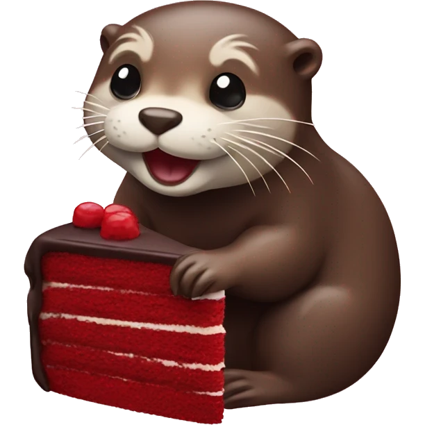 Otter with red velvet cake emoji