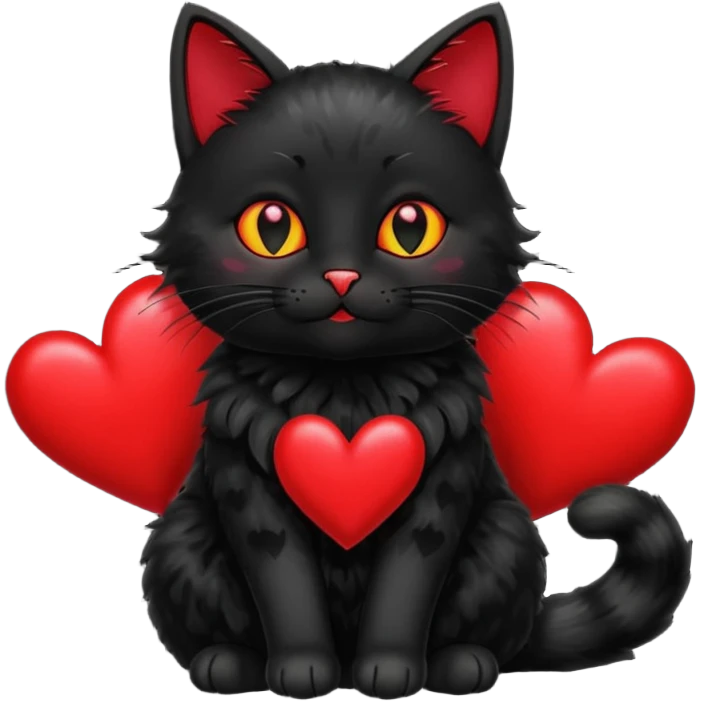 Black Cat with hearts emoji