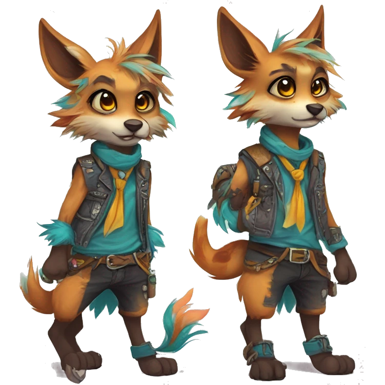 Cool cute Kawaii edgy colorful fantasy animal fursona by griffsnuff & LiLaiRa & Falvie full body emoji