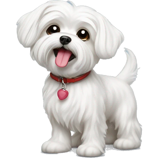realistic mini maltese dog with tongue out emoji