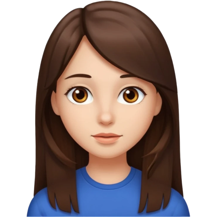 Fille brune raison au milieu cheveux un peu long et yeux marron et peau beige cheveux lisse  emoji
