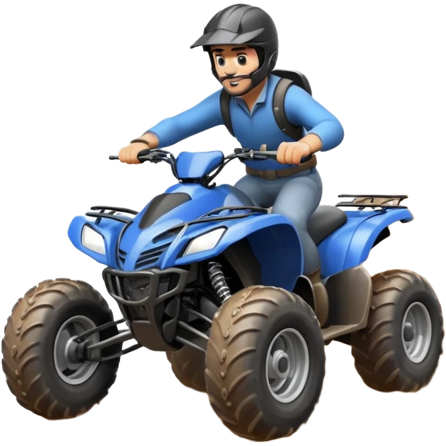 man riding an ATV, dynamic action pose, off-road vehicle, dust trail, 3D cartoon, mobile game icon style, clean background, no text, no watermark

 emoji