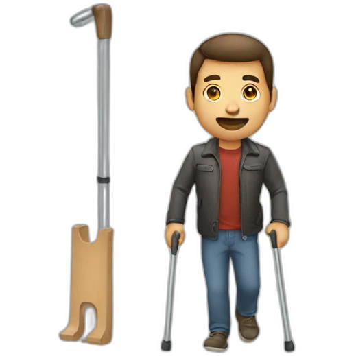 men with crutch emoji