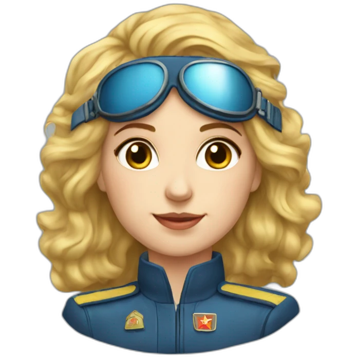 Soviet female pilot golden hair blue ayes emoji