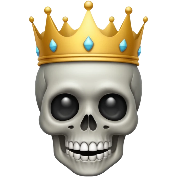 Skull with a crown on his head that looks like an emoji emoji