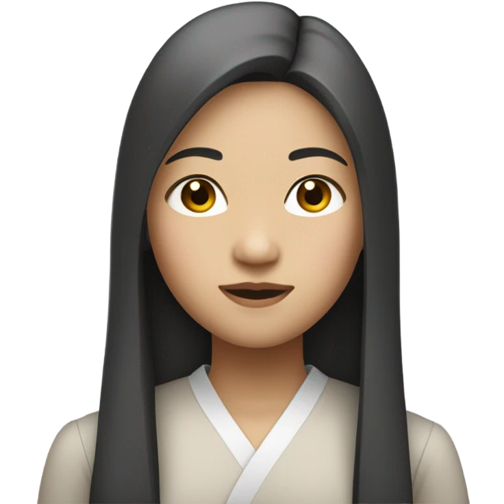 asian girl with long hair with clean girl style  emoji