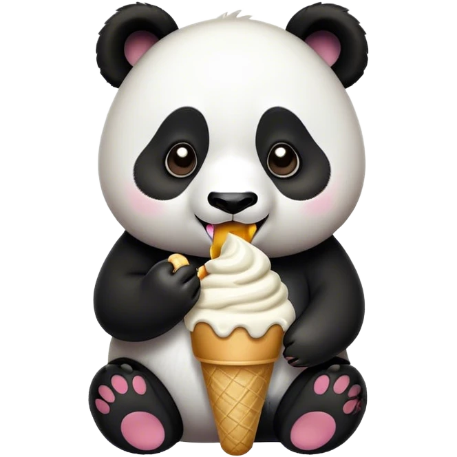 Panda eating ice cream emoji
