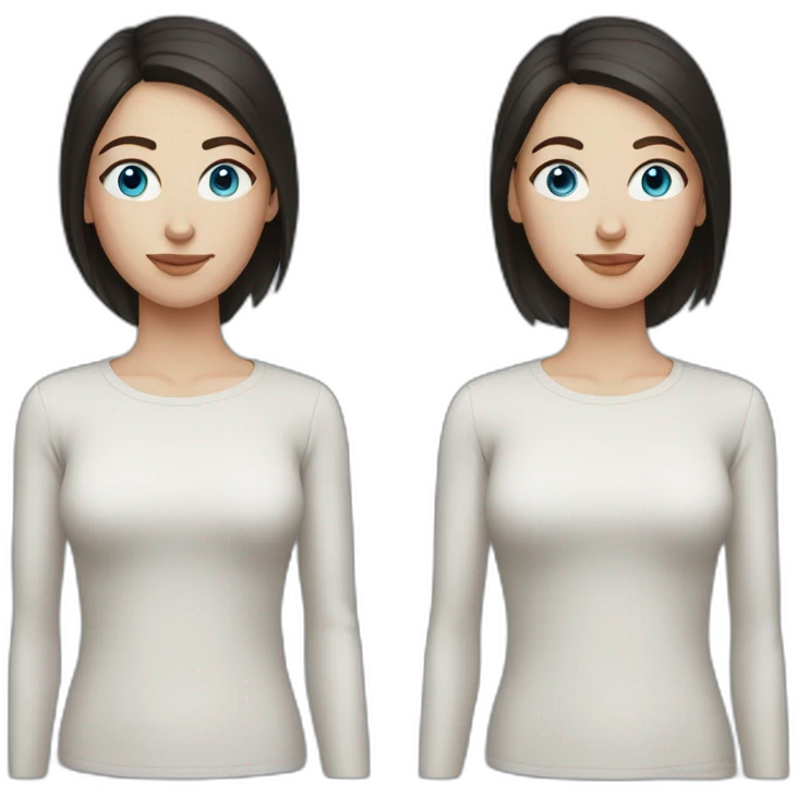 White woman with blue eyes and dark hair emoji