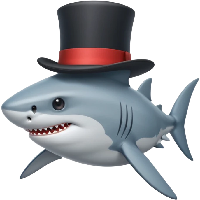 Shark with a top hat emoji