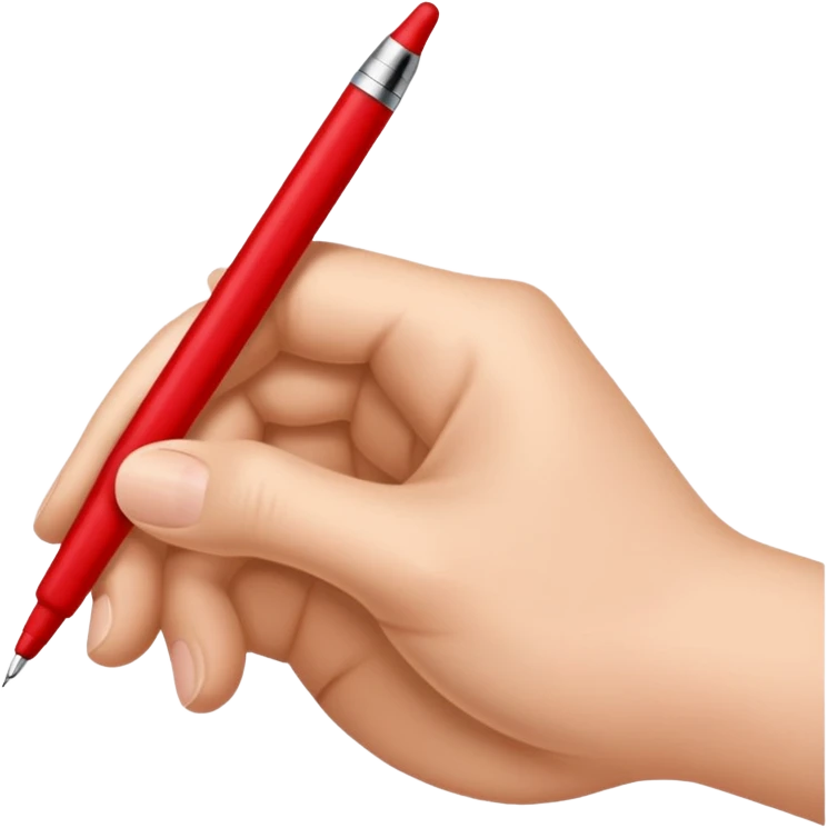рука телесного цвета пишет красной ручкой emoji