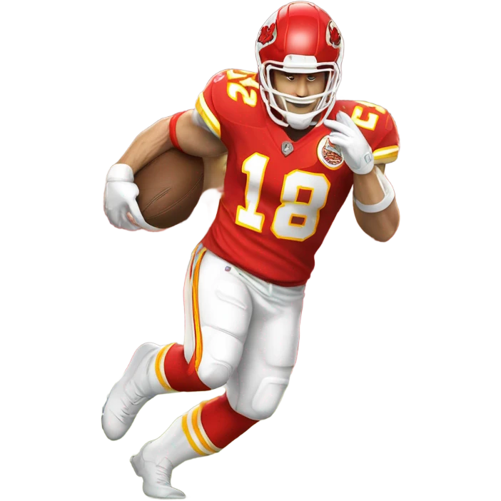 Mike McRoberts in Chiefs uniform scoring a touchdown emoji
