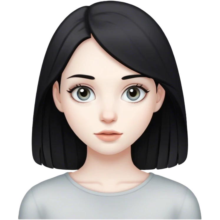 beautiful pale brunette girl and pale man black hair grey eyes emoji