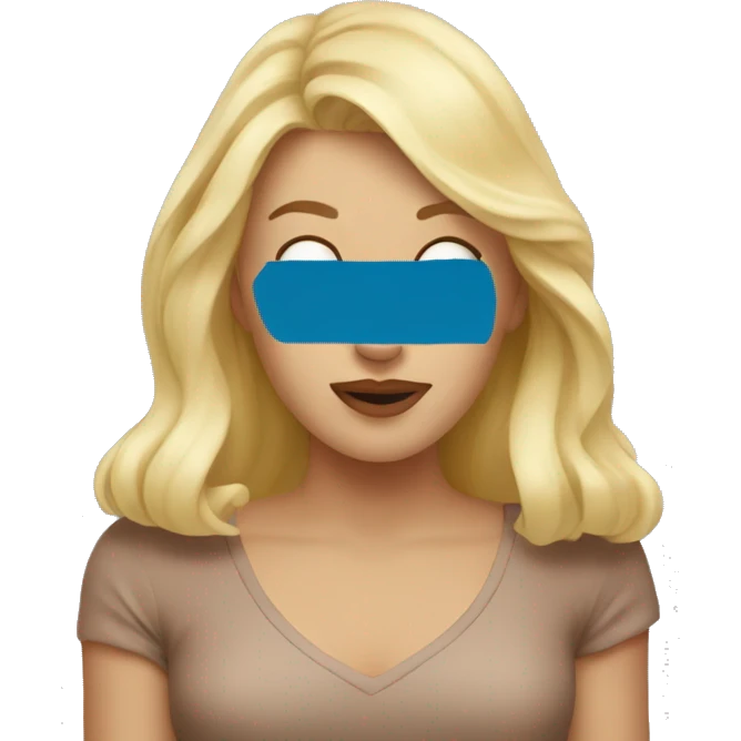 Blond woman from face, levitating had touching her nose emoji