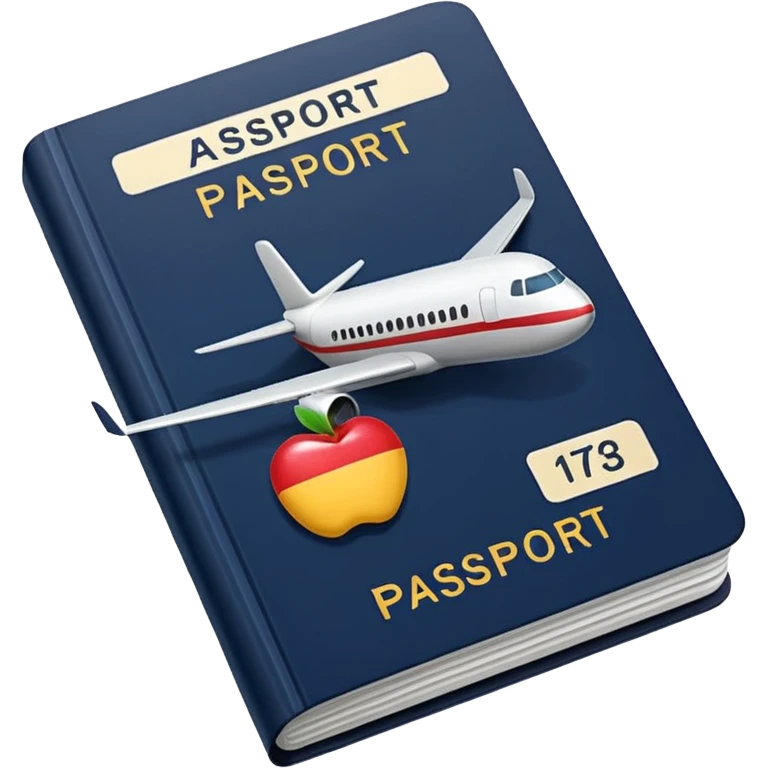 passport and airplane tickets, Apple emoji style, colors #173e12 and #c1a793, no text emoji
