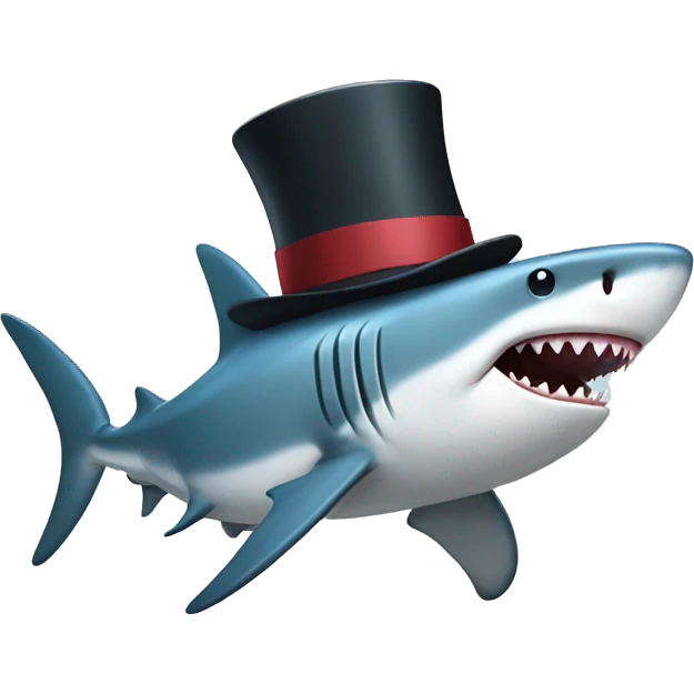 Shark with a top hat emoji