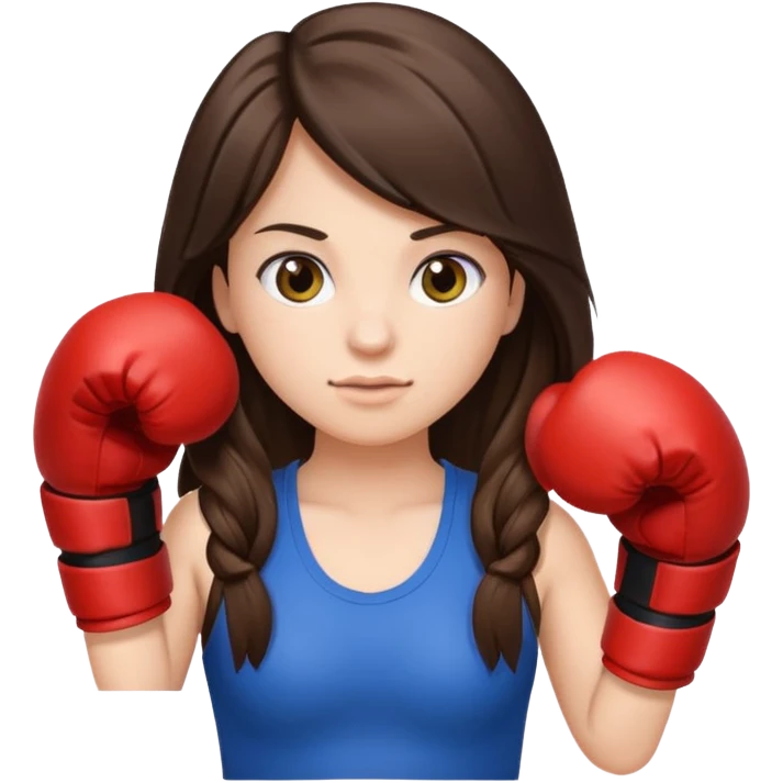 Brunette girl with long hair, in boxing gloves, emoji ios 18 emoji