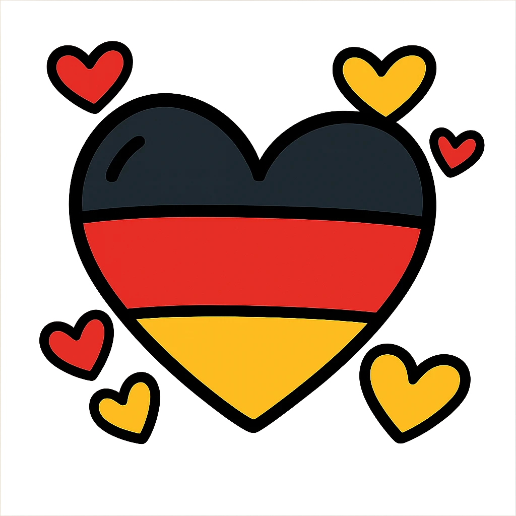 German flag made with hearts, stylized and playful emoji