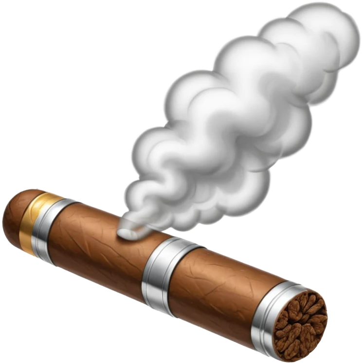 A luxury cigar emoji made of silver chrome, smooth metallic texture, minimal shape, glossy reflections, rich swag aesthetic, iOS emoji style, centered, clean white background emoji