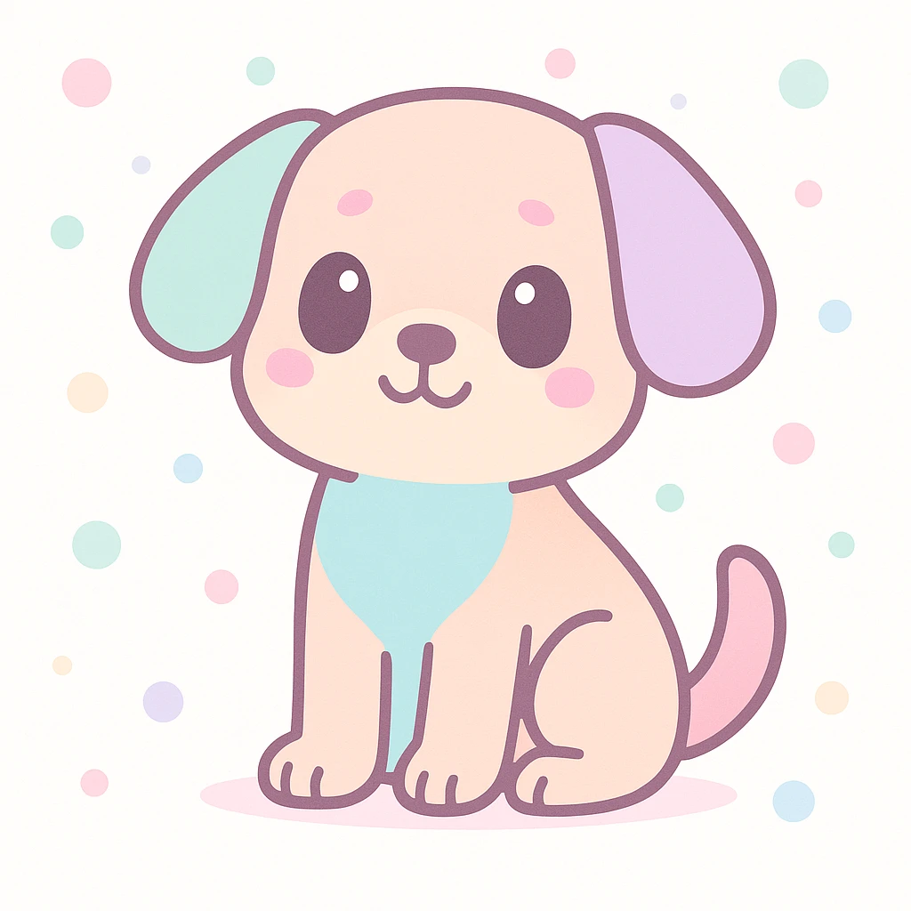{
  "style_description": {
    "overall_look": "Cute, minimal, and soft with a friendly and playful tone",
    "material_simulation": {
      "primary_material": "flat digital color",
      "texture_detail": "smooth surfaces with no texture or shading",
      "pattern": "none or very simple decorative accents (e.g., hearts, stars)"
    },
    "geometry": {
      "edge_style": "rounded, soft curves with no sharp angles",
      "dimensionality": "flat two-dimensional appearance with simple shapes"
    },
    "color_palette": {
      "scheme": "pastel and light tones",
      "preferred_colors": ["pink", "mint", "lavender", "baby blue", "peach"],
      "contrast": "low contrast with bright accents"
    },
    "facial_features": {
      "eyes": "large, sparkly, often oval or circular",
      "mouth": "small, often a simple curve or dot",
      "expression": "joyful, innocent, or calm"
    },
    "lighting": {
      "type": "none or implied with soft highlights",
      "purpose": "maintain a clean and cheerful look"
    },
    "render_constraints": {
      "avoid": ["realistic shading", "high detail", "dark themes", "texture noise"],
      "focus_on": ["cute expression", "iconic simplicity", "emotional warmth"]
    },
    "background": {
      "color": "white or soft pastel",
      "style": "plain or patterned with simple icons (e.g., polka dots, stars)",
      "lighting_consistency": "no shadows, evenly lit feel"
    }
  }
}

{subject} = dog emoji