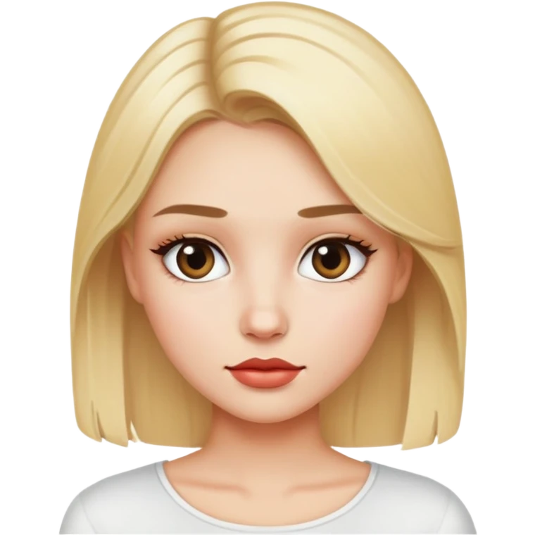 A blonde girl With a bit of make up, She wear a whit top emoji