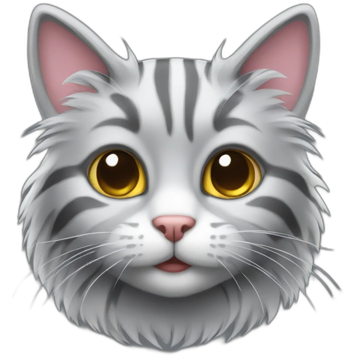 Stripped fluffy gray cat emoji