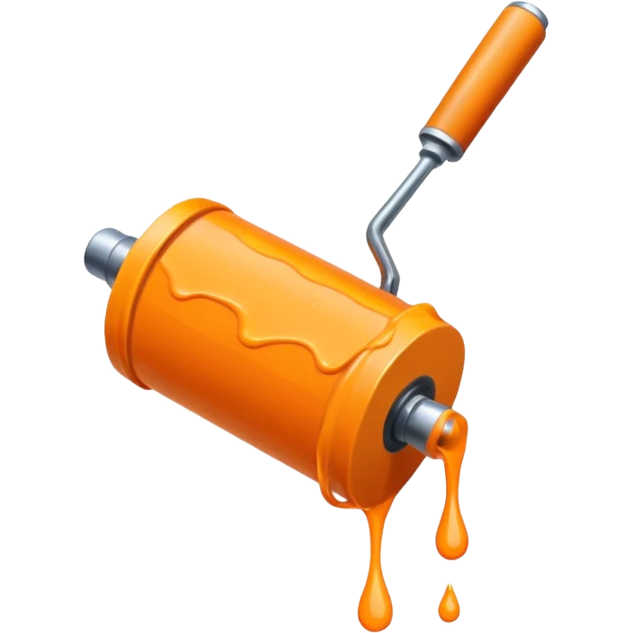 paint roller with orange paint on it emoji