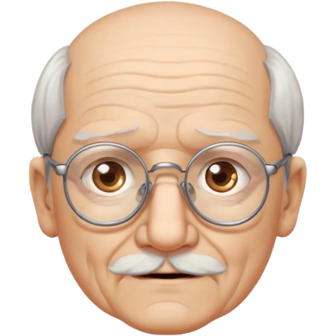 old man white neutral face with eyewear without moustache emoji