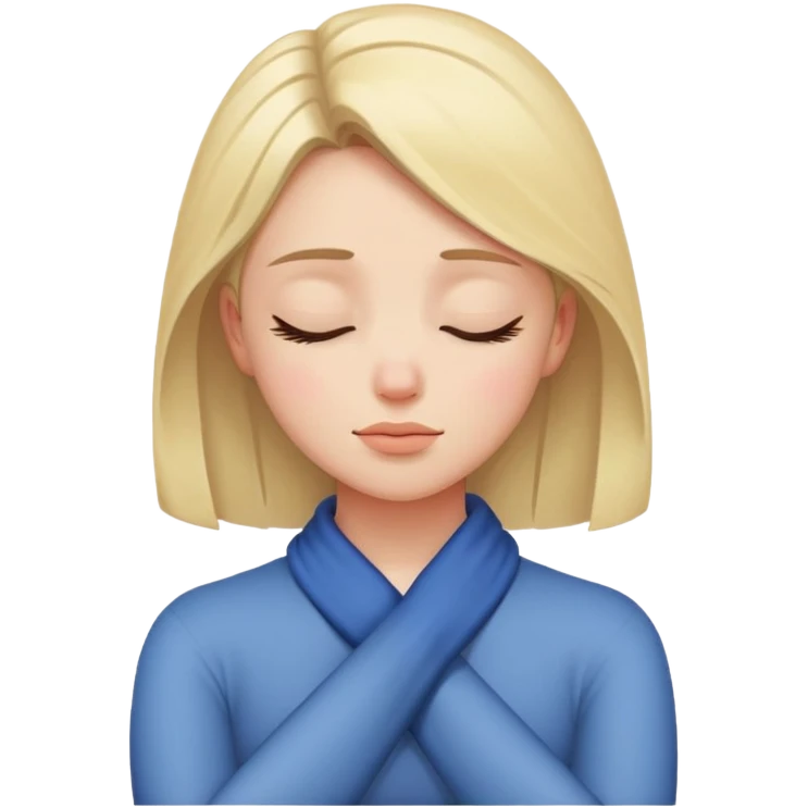 Girl cross arms around neck  eyes closed emoji