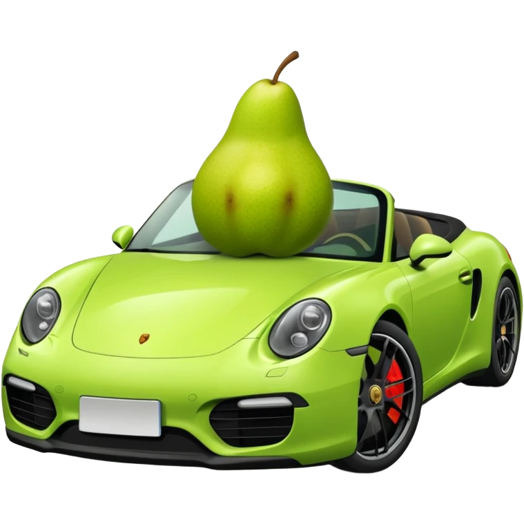 plain pear in a porshce withe black rims emoji
