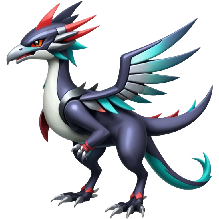 Futuristic Modern Shiny Metallic Alloy Cyber-Nargacuga-Noivern-Silvally-fusion (full body) emoji
